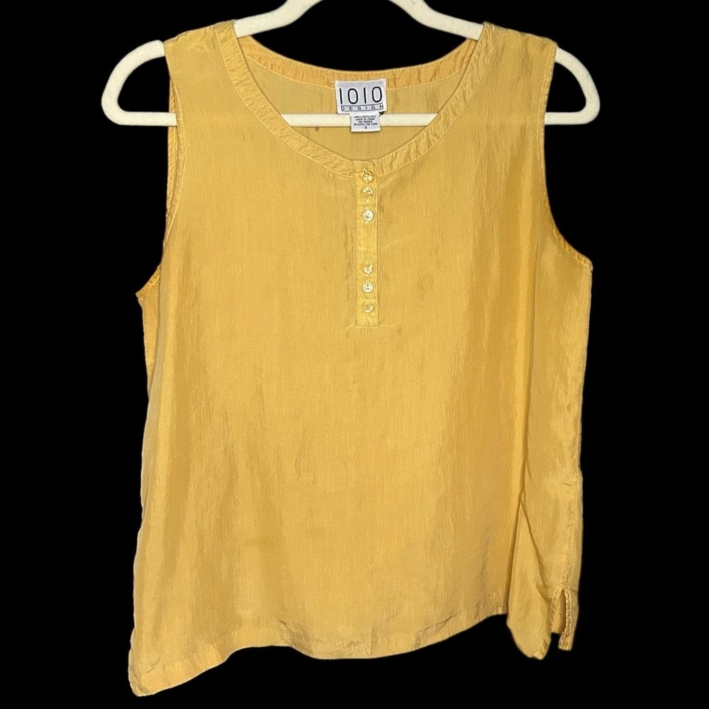 Vintage 100% Silk Yellow Tank Top Size S